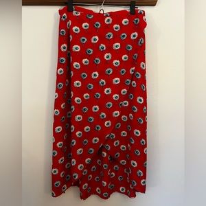 Like-New Faux Wrap Floral Midi Skirt